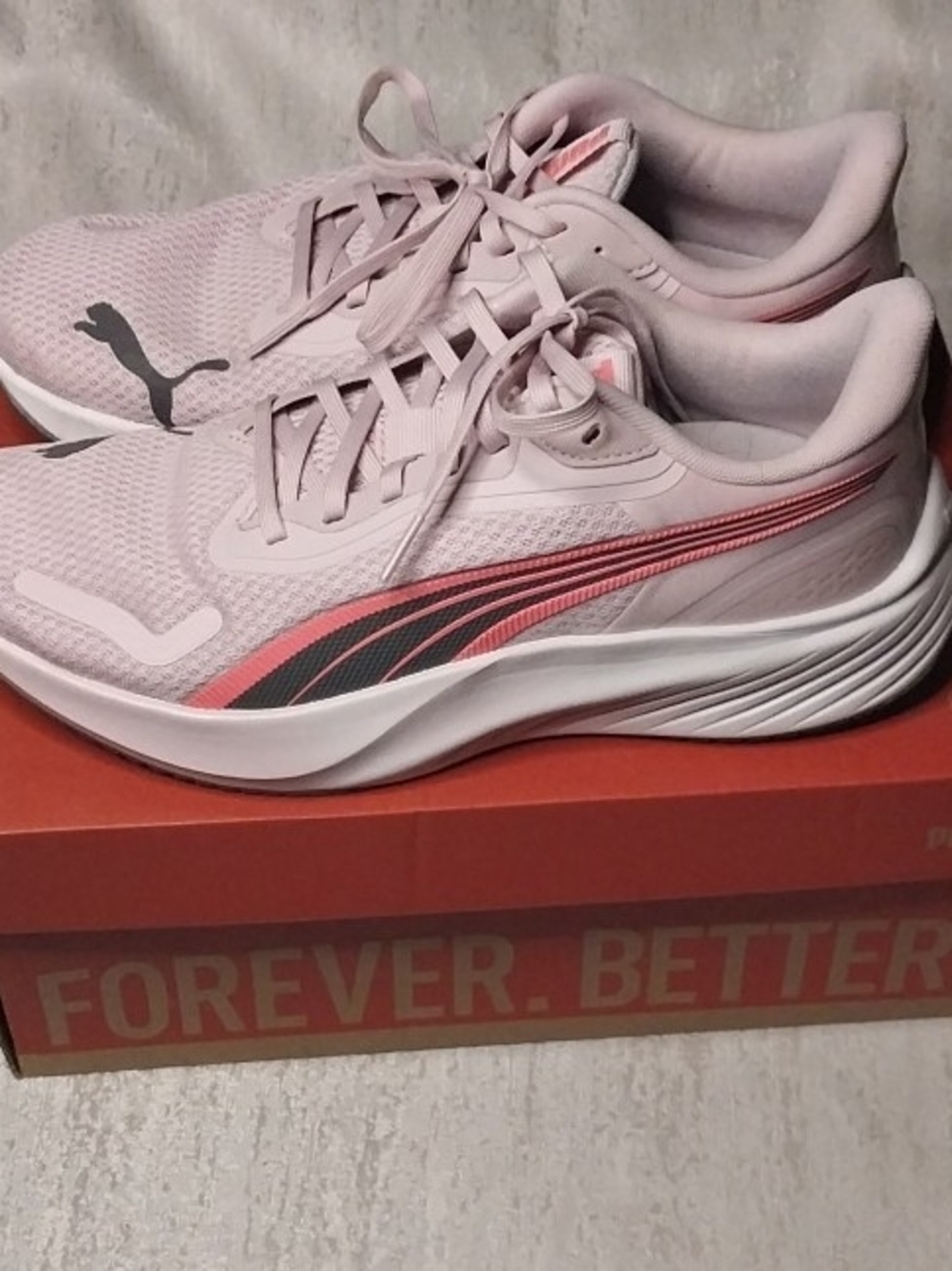 Puma Women's 9.5 Light Pink Athletic Sneakers with Coral & Charcoal Accents